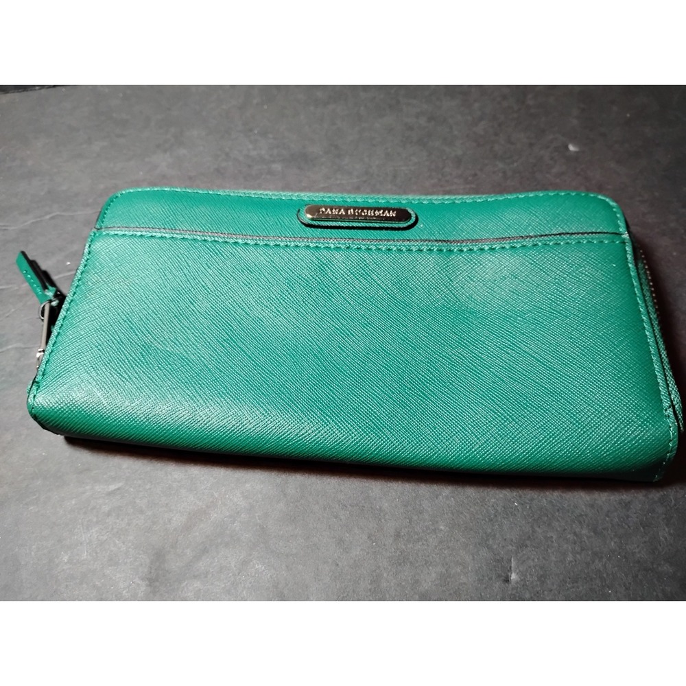 Dana Buchman Emerald Green Zip Around Wallet Clutch Purse Pockets